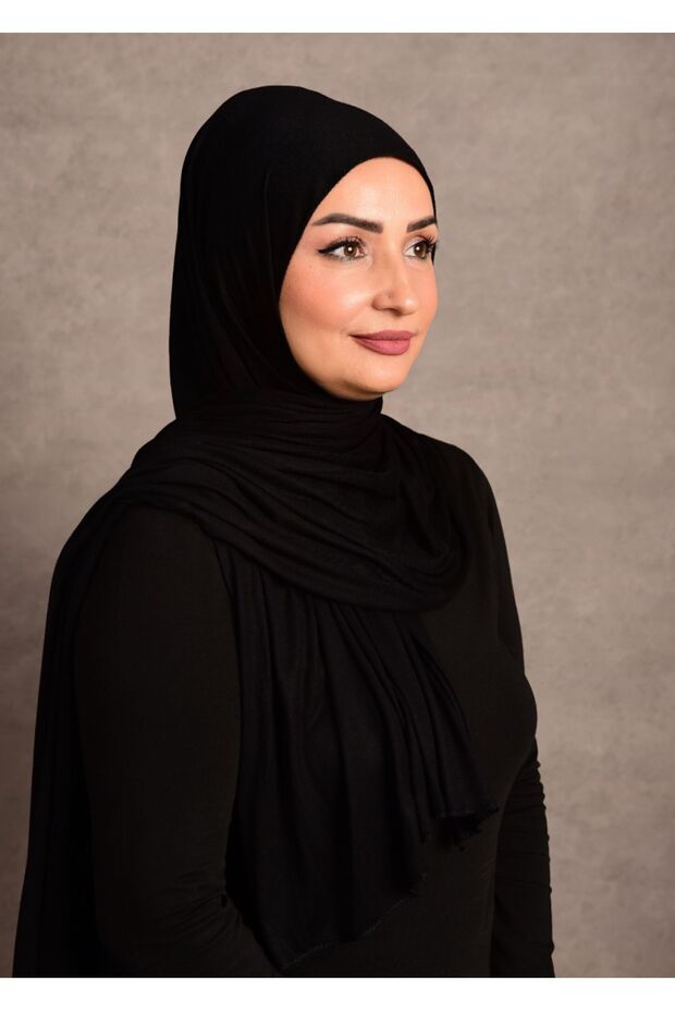 Women's Plain Black Jersey Shawl