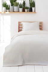Single Knitted Pique Bedspread Set - 100% Cotton, 160x230 cm