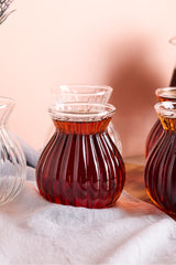 Elegant rillede teglas sæt - 6 dele, 200 ml kapacitet