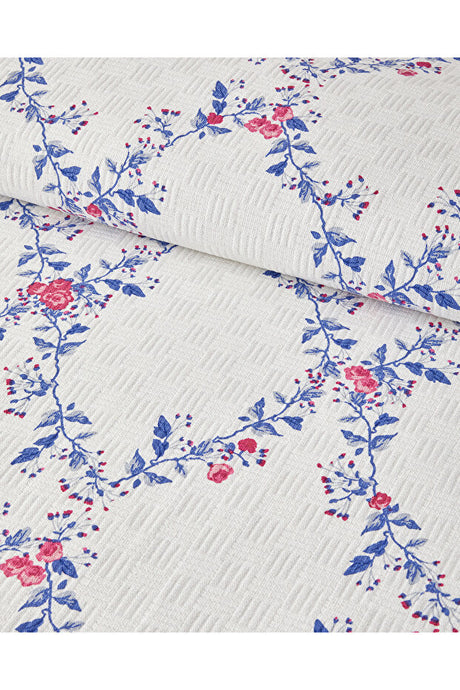 Floral Slice Double Bedspread - Dark Blue Cotton Pike