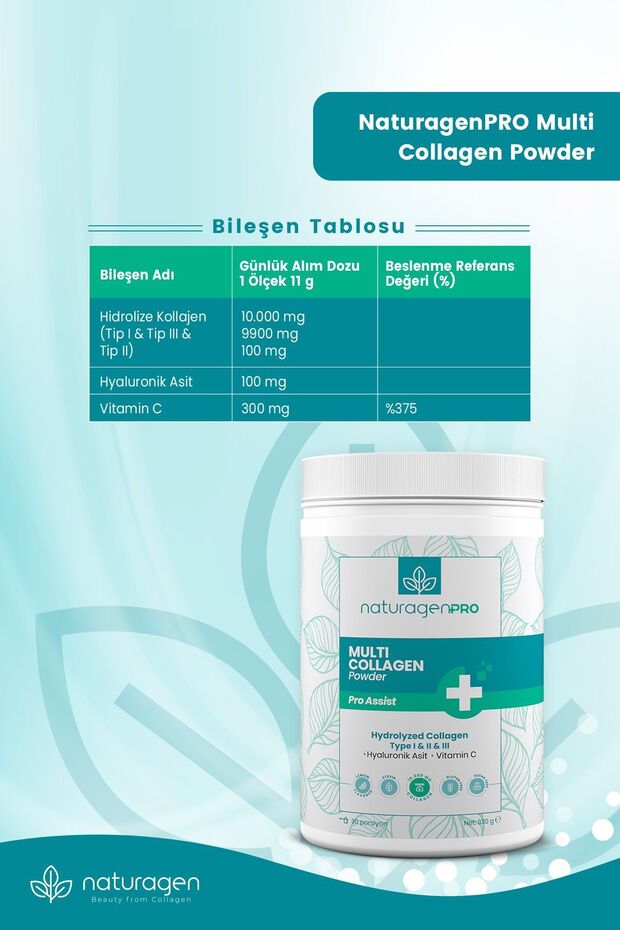 PRO Polvere di Collagene Multi - 330g x 2, Tipi I, II, III, Limone