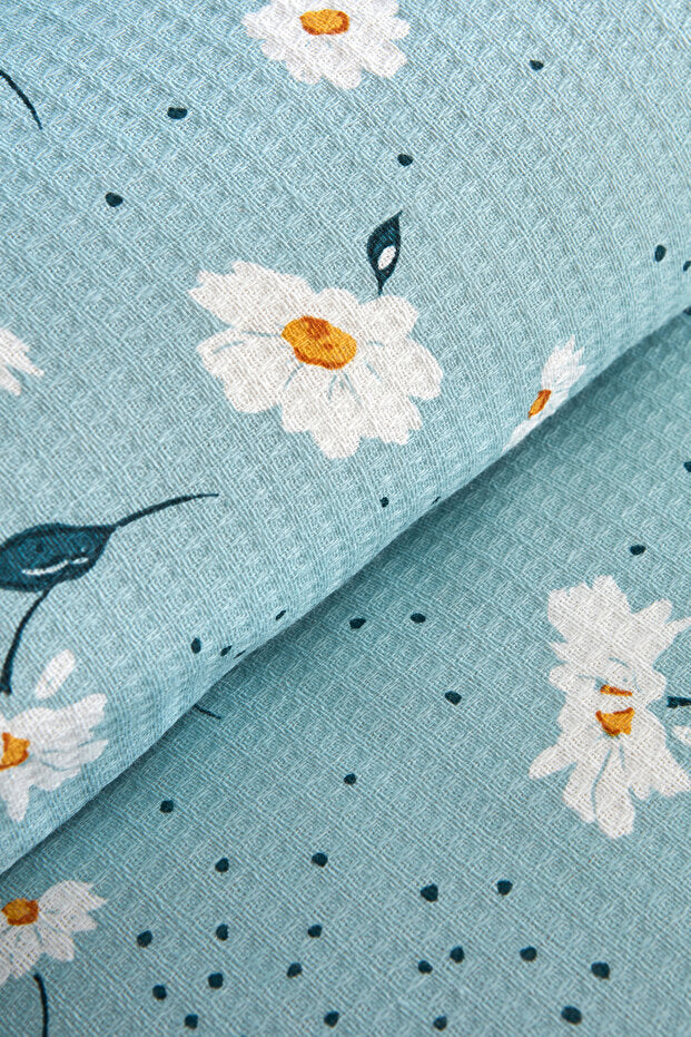 Daisy 100% Cotton Double Pique Bedding Set - Mint