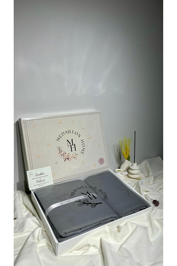 Grey 100% Cotton Double Duvet Cover Set