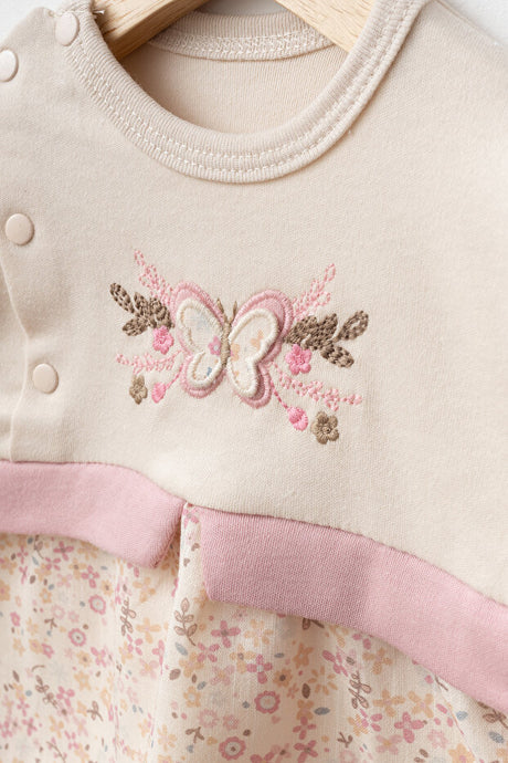Newborn Baby Butterfly Embroidered Hospital Exit Bodysuit Set 0-3 Months