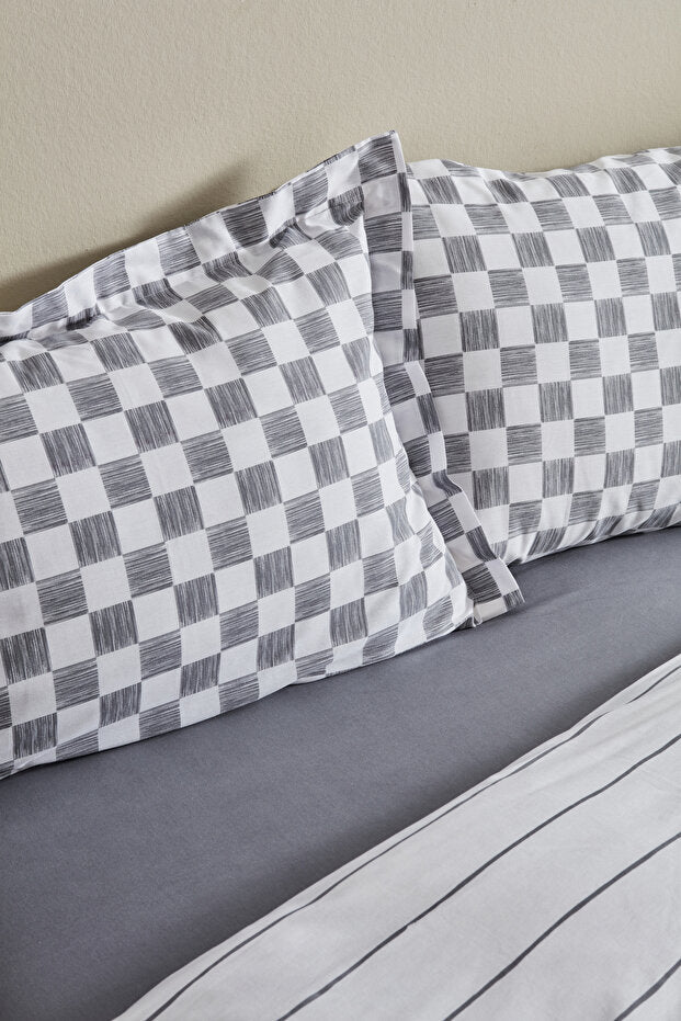 Cordova 100% Cotton Double Duvet Cover Set - Anthracite