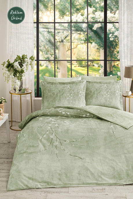 White Sakura Double Duvet Cover Set - 100% Cotton