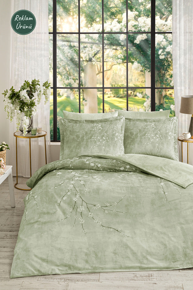 White Sakura Double Duvet Cover Set - 100% Cotton