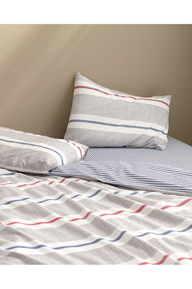 Burcet Double Ranforce 100% Cotton Duvet Cover Set - Gray