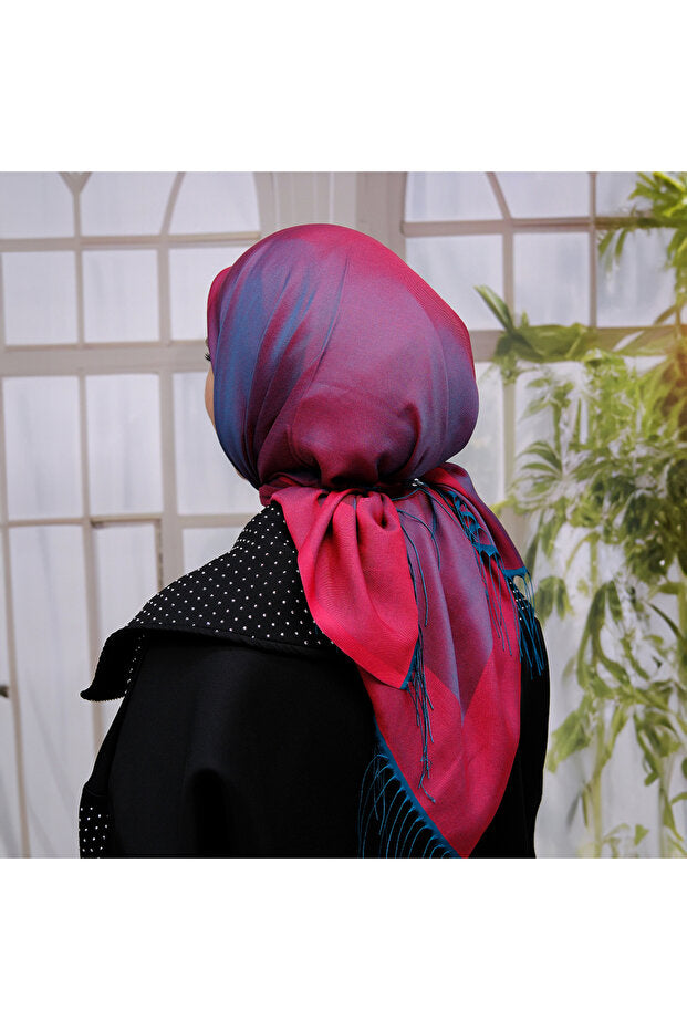 Silky Fringed Viscose Scarf Burgundy