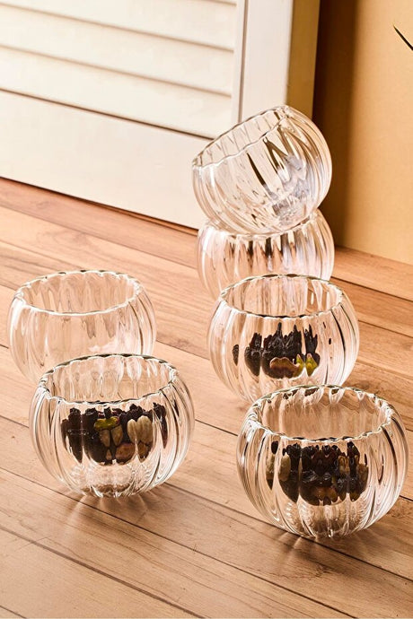 6-Piece Double-Walled Glass Serving Bowls - 6.1x3.5 cm