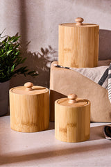 3-Piece Ergonomic Bamboo Storage Jar Set for Kitchen & Pantry