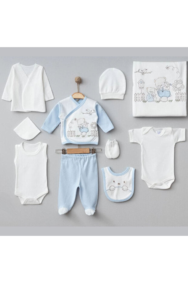 Newborn 10-Piece Bear-Themed Hospital Exit Baby Clothing Set 0-3 Months