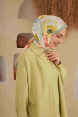 Châle Doux en Coton Fleurs de Confort - Vert Mousse