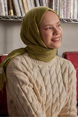 Bamboo Crush Shawl - Olive Green, Breathable