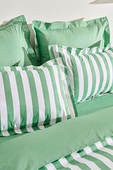 Brine 100% Cotton Single Duvet Cover Set - Green Stripes