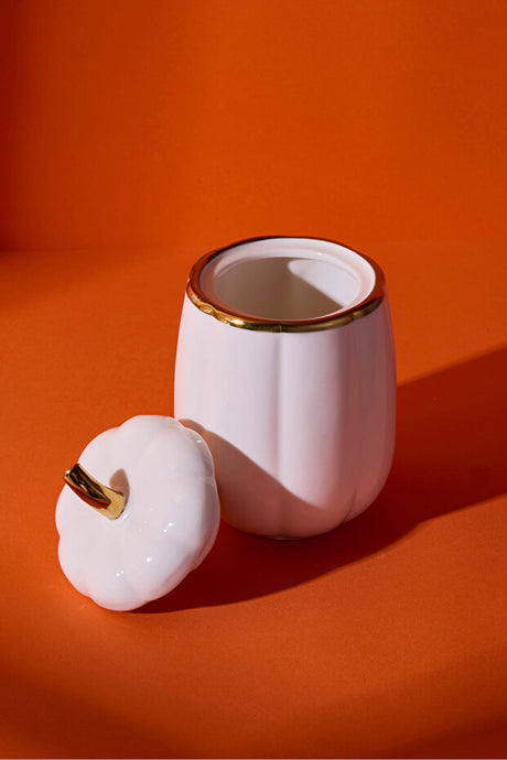 Pumpkin Porcelain Lidded Jar - 13x8.5 cm