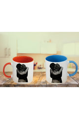 Romantic Couple Hugging Two-Tone Ceramic Mug Set - 2 Mugs