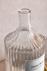 1000ml Ribbed Glass Water Bottle with Silver Cap