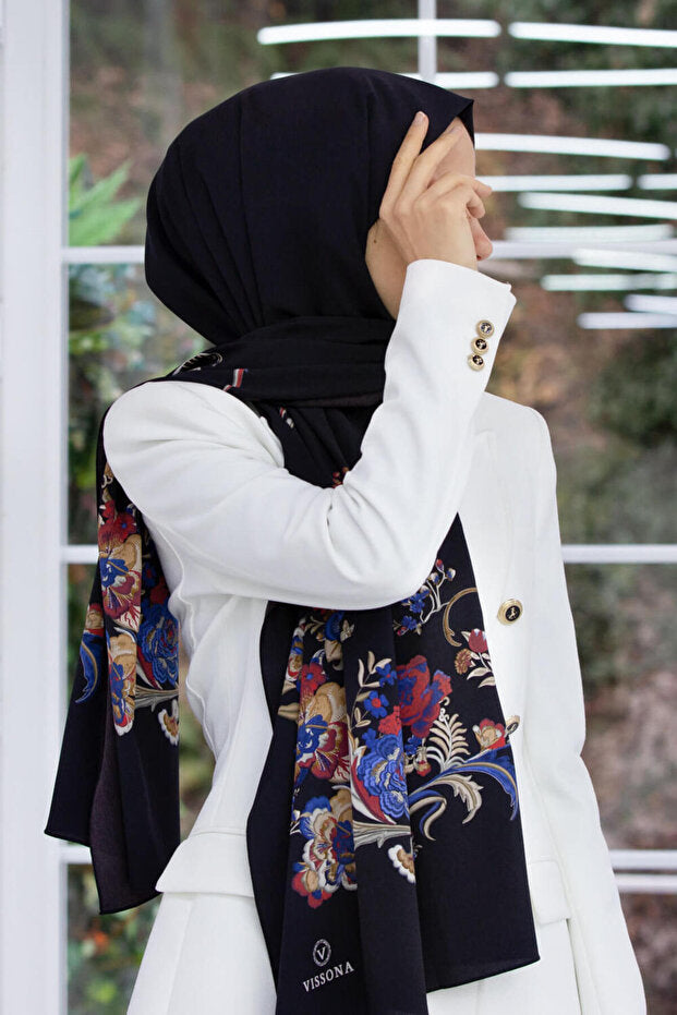 Luxury Medina Silk Shawl - Embroidered Floral