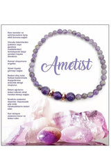 Amethyst Natural Stone Bracelet - 4mm Beads, 18-19cm Length