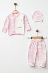 Baby Cloud Print 3-Piece Outfit Set for 0-3 Months