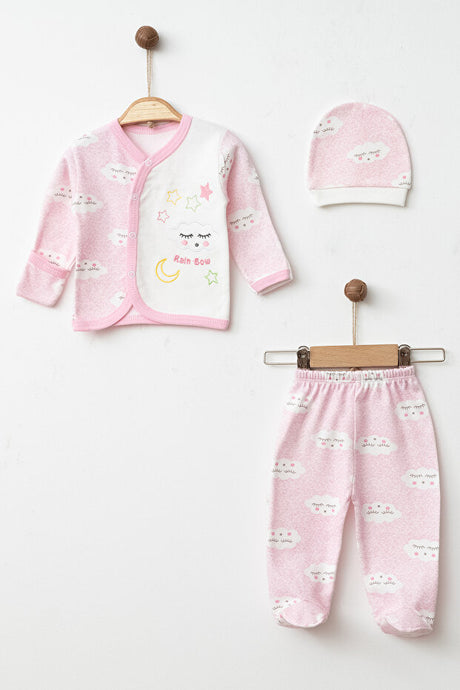 Baby Cloud Print 3-Piece Outfit Set for 0-3 Months