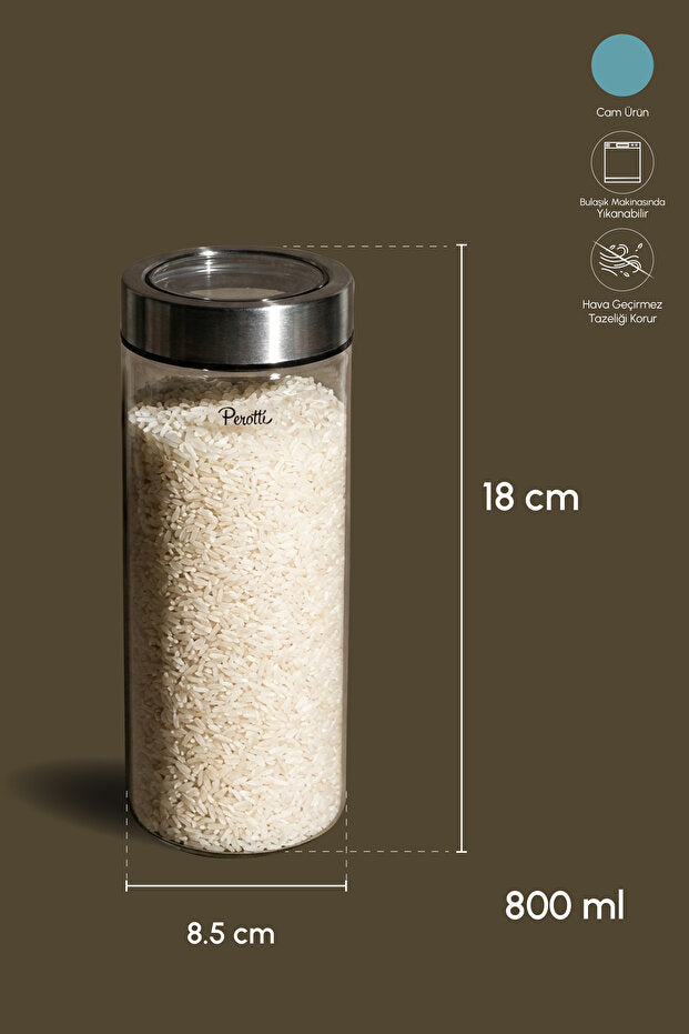 Cassetto 800ml Borosilicate Glass Jar with Stainless Steel Lid