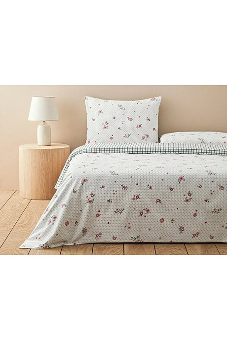 Bloomy Dots Double Duvet Cover Set - 100% Cotton Pink