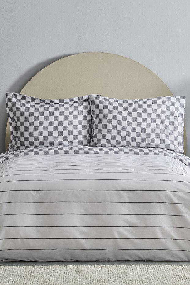 Cordova 100% Cotton Double Duvet Cover Set - Anthracite