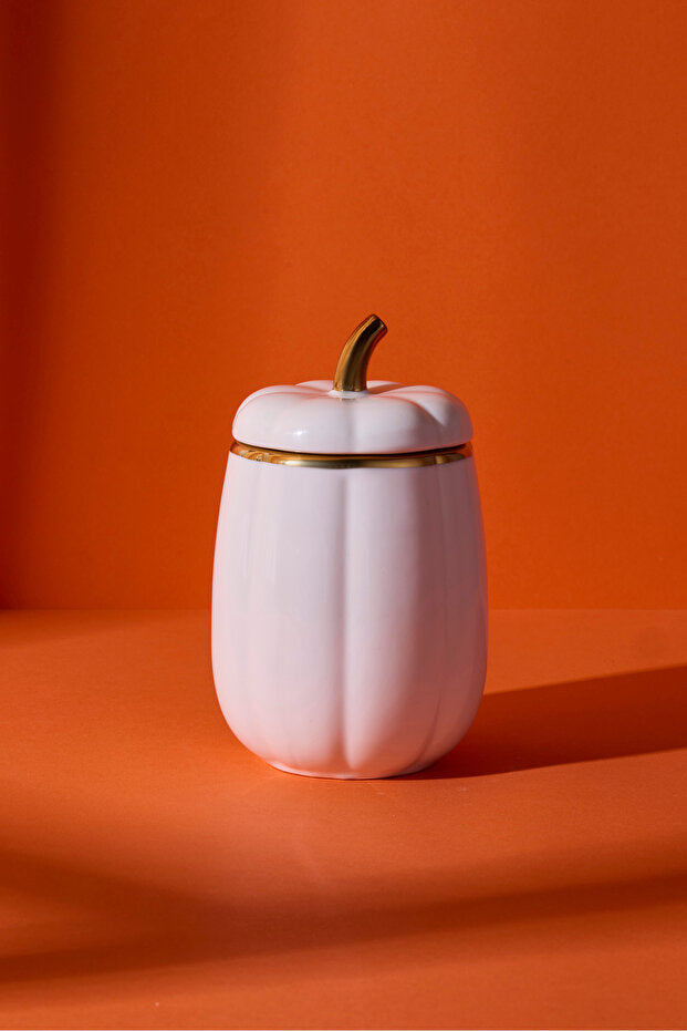 Pumpkin Porcelain Lidded Jar - 13x8.5 cm