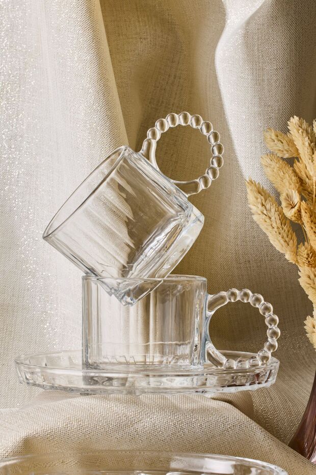 Elegant 6-Piece Glass Tea Cup Set - 200ml with Ergonomic Handles