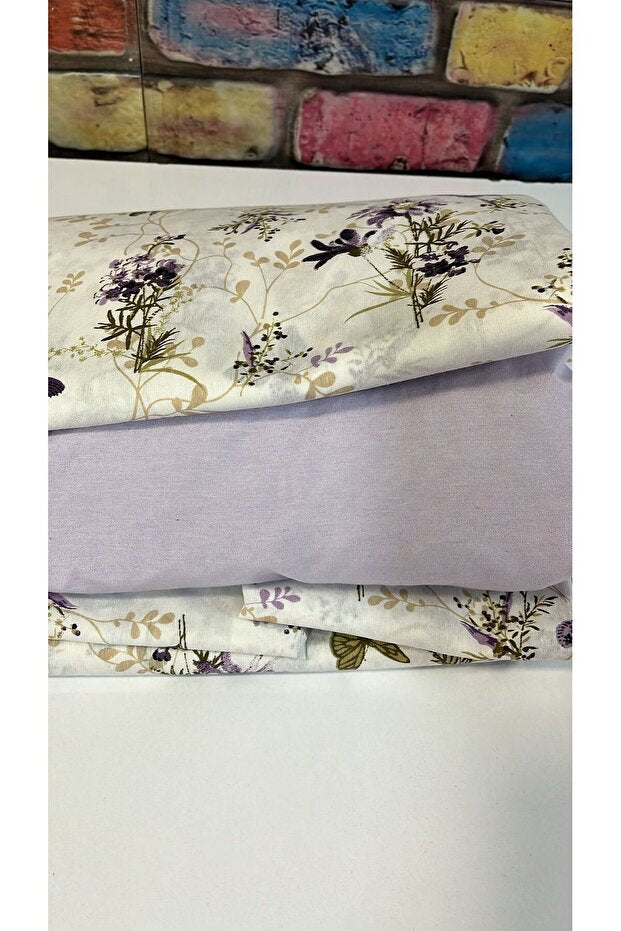 Double Duvet Cover Set - 4-Piece Cotton Blend with Fitted Sheet