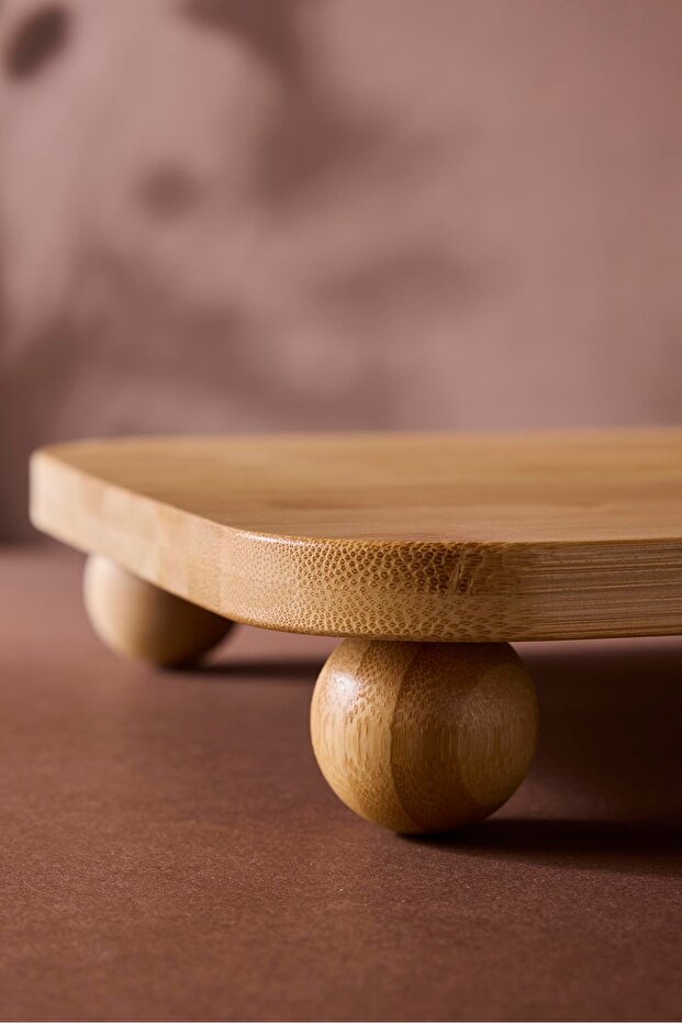 24 cm Bamboo Square Serving Stand with Feet - Multi-Purpose