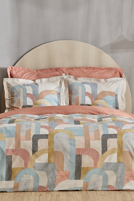 Sava 100% Cotton Single Duvet Cover Set - Modern Abstract Design