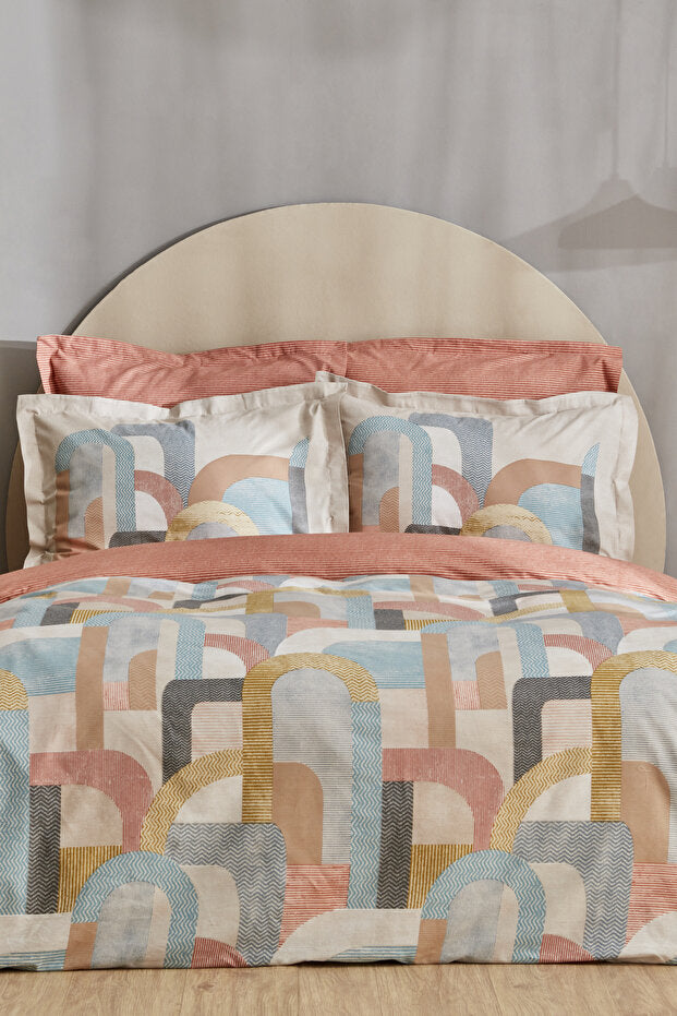 Sava 100% Cotton Single Duvet Cover Set - Modern Abstract Design