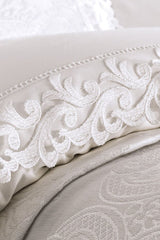 French Lace Belinda Bridal Bedding Set - 7 Pcs Cream