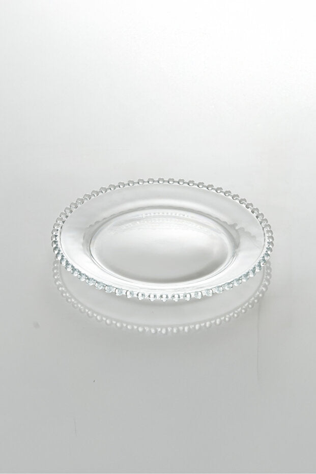 Beaded Edge Glass Dessert Plate Set - 6-Piece, 20 cm