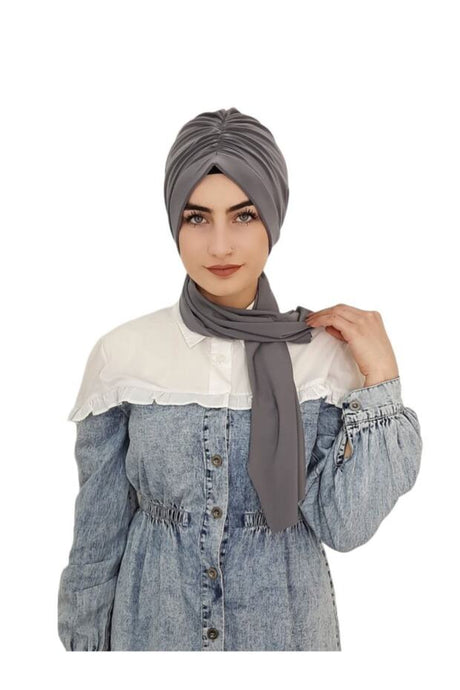 Ready Turban & Scarf Set - Versatile 5-Way Style in Grey