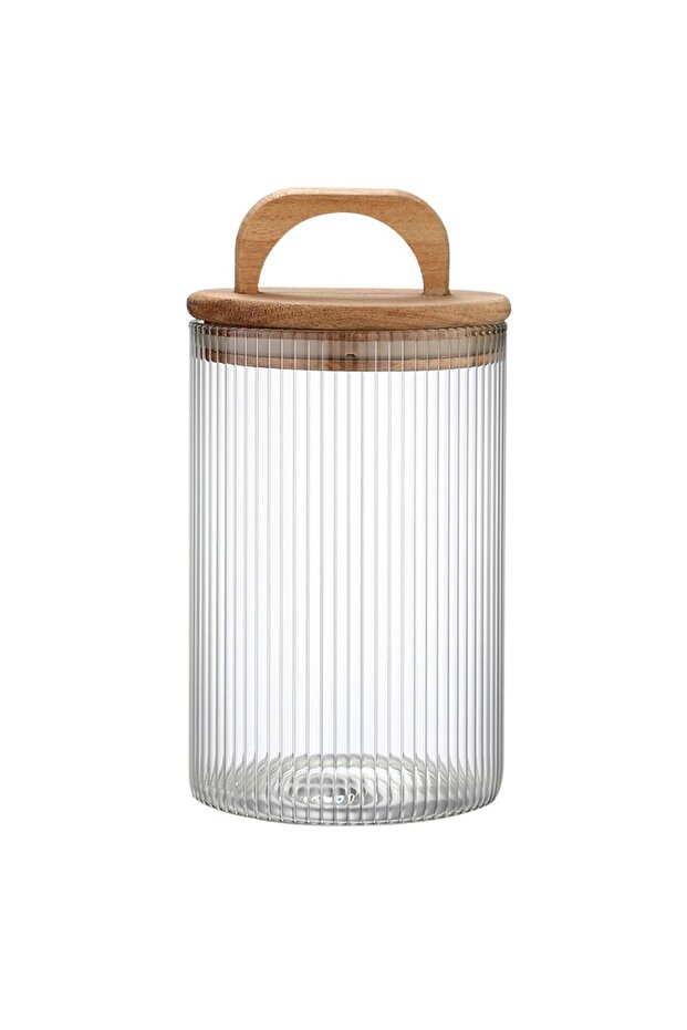 Borosilicate Glass Storage Jar with Acacia Vacuum Lid - 280ml