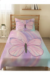 Butterfly Print Single Pique Set - Pink, 160x230cm, 2 Pieces
