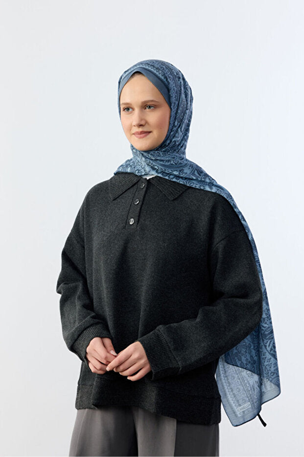 Allica Etnisch Patroon Katoen Zachte Antislip Sjaal - Indigo