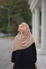 Medina Silk Hijab - Large Milky Coffee