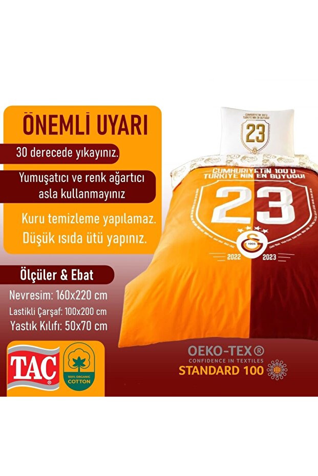 Licensed Galatasaray 100th Anniversary Cotton Duvet Cover Set