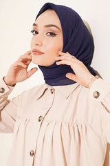 Premium Bamboo Crush Scarf - Lightweight & Breathable Navy