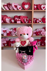 Deluxe Romantic Gift Set: Plush Bears, Jewelry, Snow Globe, Roses