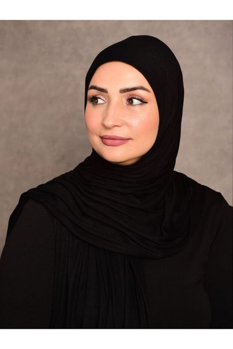 Women's Plain Black Jersey Shawl