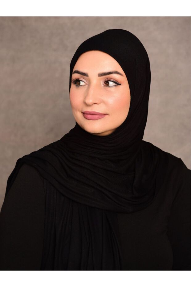 Women's Plain Black Jersey Shawl