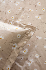 Daisy 100% Cotton Double Duvet Cover Set - Beige, 4-Piece