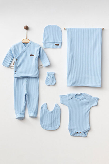 Newborn 7-Piece Basic Ribbed Cotton Baby Clothing Set 0-3 Months