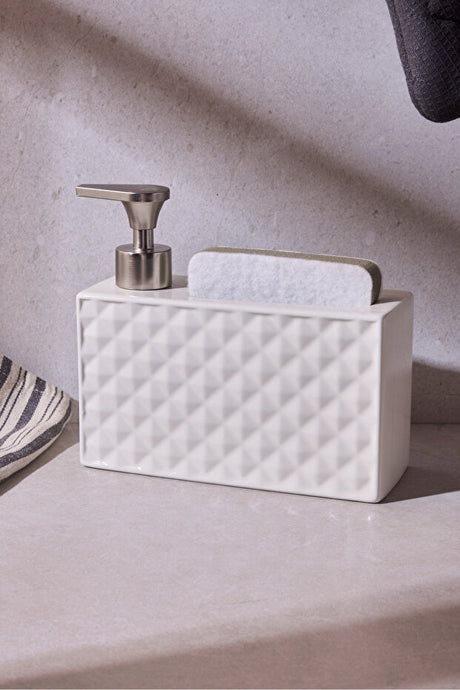 750ml Porcelain Kitchen Soap Dispenser with Integrated Sponge Holder